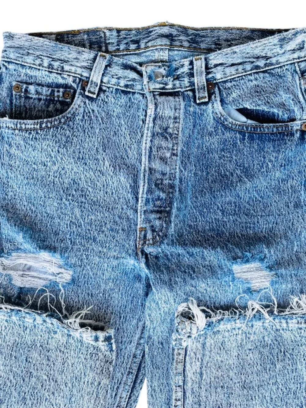 Vtg 80s Levis 501 Button Fly Jeans Sz 30x32 Blue Acid Wash Thrashed Grunge Skate